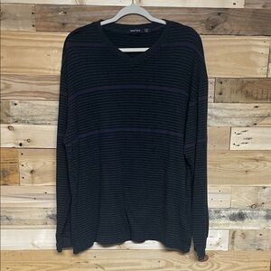 Nautica size XXL Black, Charcoal, & Purple V-Neck Super Soft Lightweight Sweater